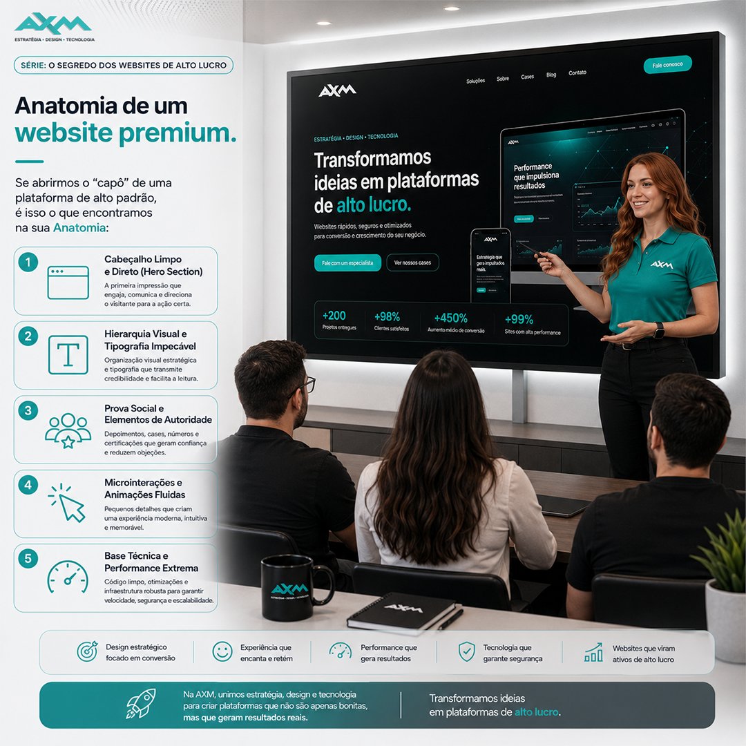 axmgloball's tweet photo. O que faz um website ser considerado "Premium"?

1 - Hero Section clara com CTA visível.

2 - Hierarquia visual que guia o leitor.

3 - Prova social no ponto certo.

4 - Microinterações fluidas.

5 - Performance ultrarrápida no mobile. https://t.co/fqL0BLgsbX