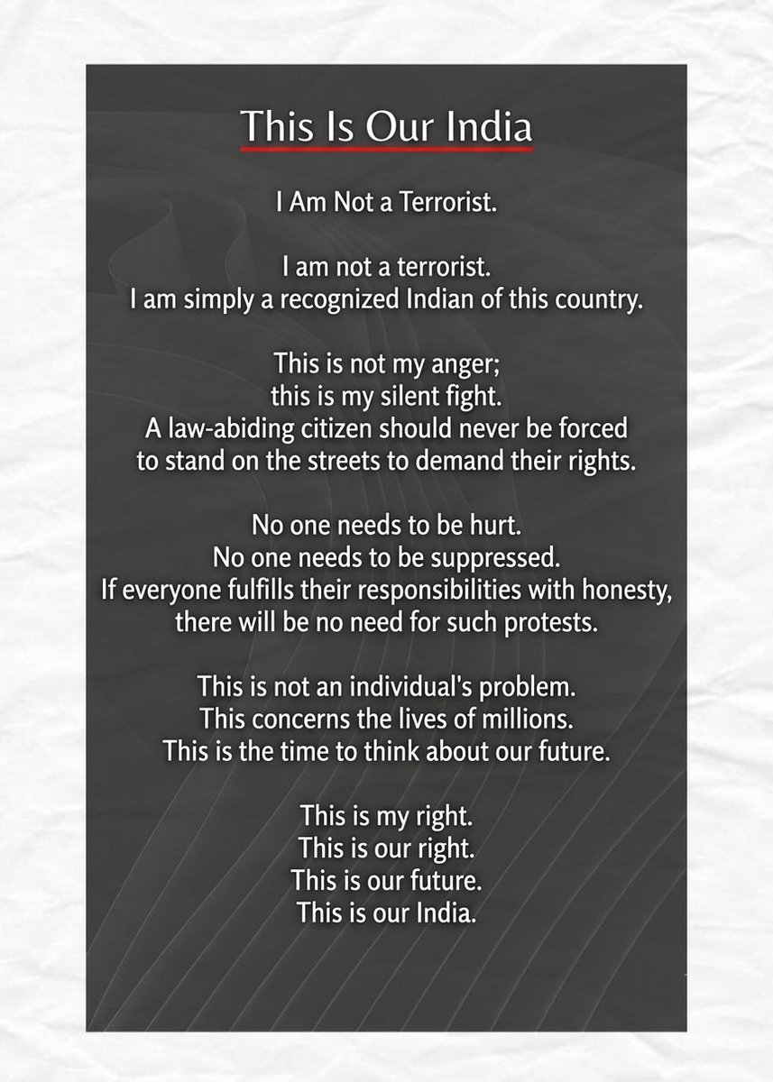 itstarunkumar1's tweet photo. A citizen’s Vioce should be heard, not feared. This is a story about questions, responsibility, and the future we leave behind.🧵(3/3) thank you for reading. END of thread. https://t.co/lui9xGgD8L