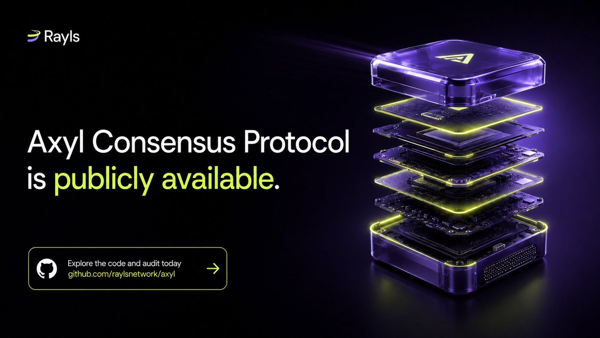 RaylsLabs's tweet photo. The code behind the Rayls Public Chain is open.  

We have released the Axyl Consensus Protocol source code, making the network fully verifiable by anyone.  

Inspect the architecture → review the audit → run the code yourself.

Read what's next for Axyl in our latest blog 👇 https://t.co/KGqELWriyw