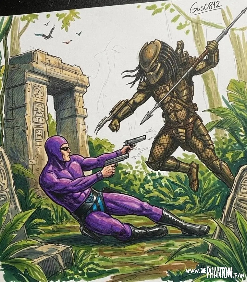 thephantom_fan's tweet photo. 💥 The Phantom vs Predator by Gustavo Castillo. #thephantom #comicbook #predator https://t.co/mGeRVwblCs