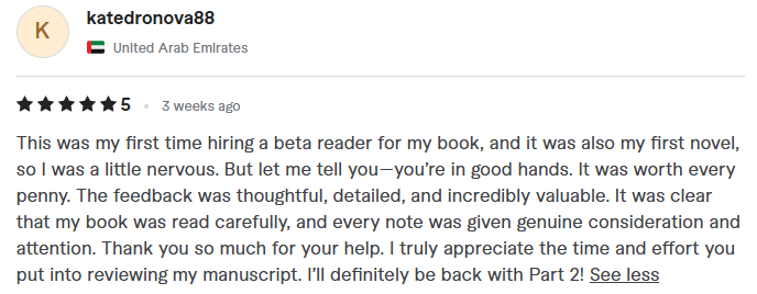 AdeyeyeMoti7's tweet photo. I love helping authors make their stories even stronger with thoughtful,honest,and helpful feedback. If you're looking for a beta reader who genuinely cares about your book, I'd love to read for you.  
#betareader #WritingCommunity #BookEditor  #WritingTips #SelfPublishing #wip https://t.co/fw6MB7r5Hd