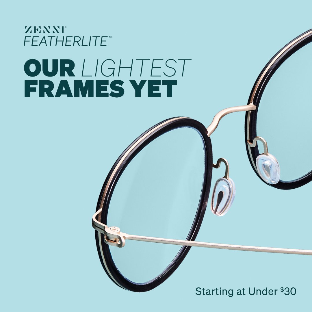 zennioptical's tweet photo. Discover frames that offers a better feel, fit, and flex without ever slipping out of place 🍃 Upgrade your comfort and shop the Zenni Featherlite™ collection: https://t.co/2pZgS9gBpP https://t.co/rvl8ZP7nuW