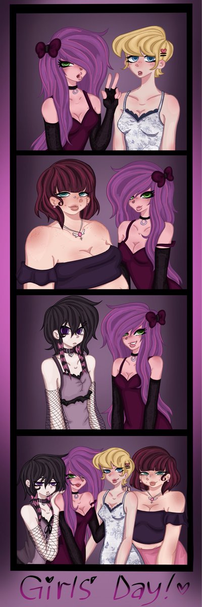 Bootyyshakr9k's tweet photo. Only the purple haired girl is my character, the rest is art fight. #art #artfight #commissionme #commissionsopen #scene #fyp #fyp��゚viral https://t.co/Lh2YeNj5p6