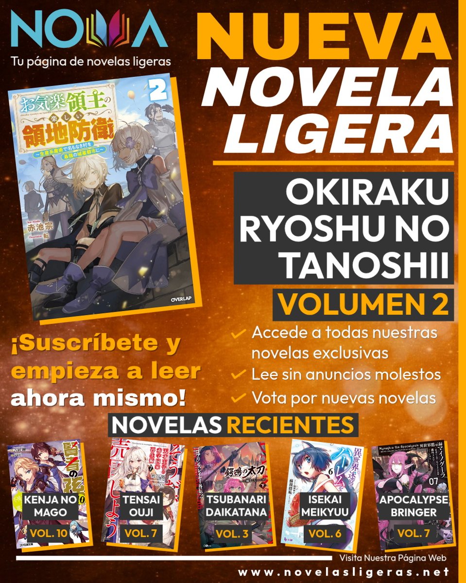 Nova_NovLigeras's tweet photo. VOL 2 de Okiraku Ryoshu no Tanoshii Ryochi Boei: https://t.co/YYnqap4OKN
Nuestro prota construira potentes balistas, pero sin saberlo las pondra a prueba peleando con un dragón del bosque 😱
#novelasligeras #novelaligera #EasygoingTerritoryDefense #okirakuryoshu https://t.co/JgCoxk6E9F