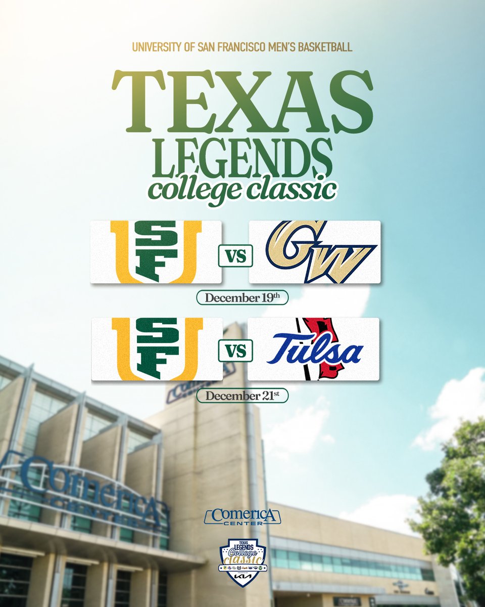 USFDonsMBB's tweet photo. All set for the inaugural @TexasLegends College Classic 🤠

📰: https://t.co/GLoByF9KRN

#USFDons | #WCChoops https://t.co/R1LdtaZYLe