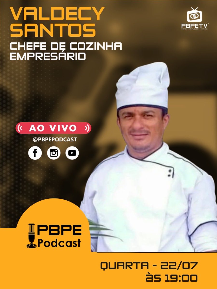 pbpepodcast's tweet photo. PBPE Podcast com Valdecy Santos, Chefe de Cozinha e Empresário. @presb_valdecy70 @peixadadoval @churrasconabrasapeixadadoval
Assista na SmarTV #chefe #podcast #culinaria
https://t.co/ikOj9NWJeP https://t.co/8qg1jOnWUL
