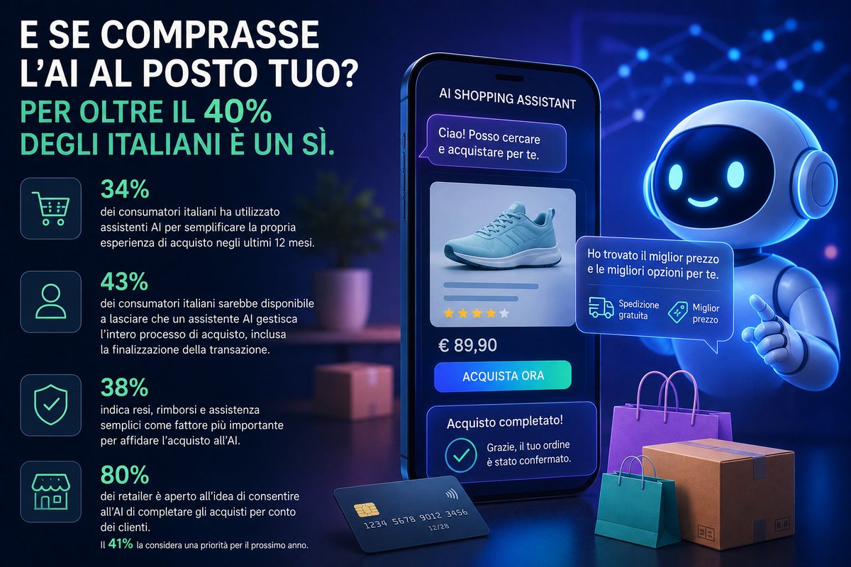 datamanager_it's tweet photo. Sempre più italiani pronti a lasciare gli acquisti all’AI: cresce l’interesse per l’agentic commerce https://t.co/2oWa8oiXb8 https://t.co/a68QZlUFQD