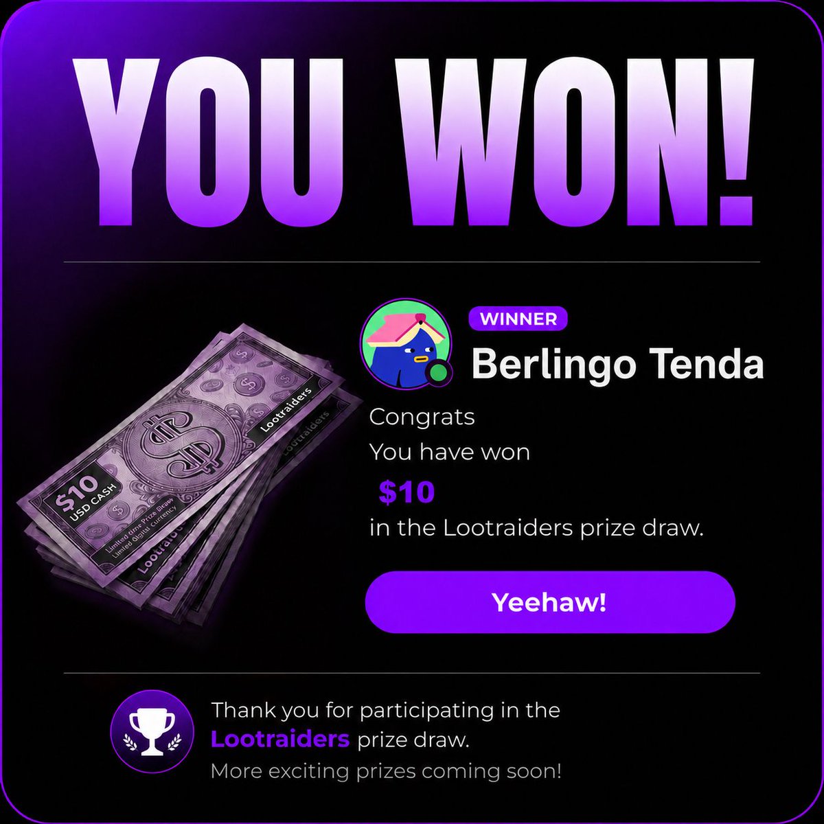 LootraidersEOAS's tweet photo. TWO MORE WINNERS HAVE CLAIMED THE LOOT!🎉

🔊 JBL Speaker: Novagloe
💰 $10 BTC: Berlingotenda

Huge congrats to both! More raffles are live right now — more prizes waiting.

Your name could be next 👇
To join, check link below 👇

#Lootraiders #EOAS