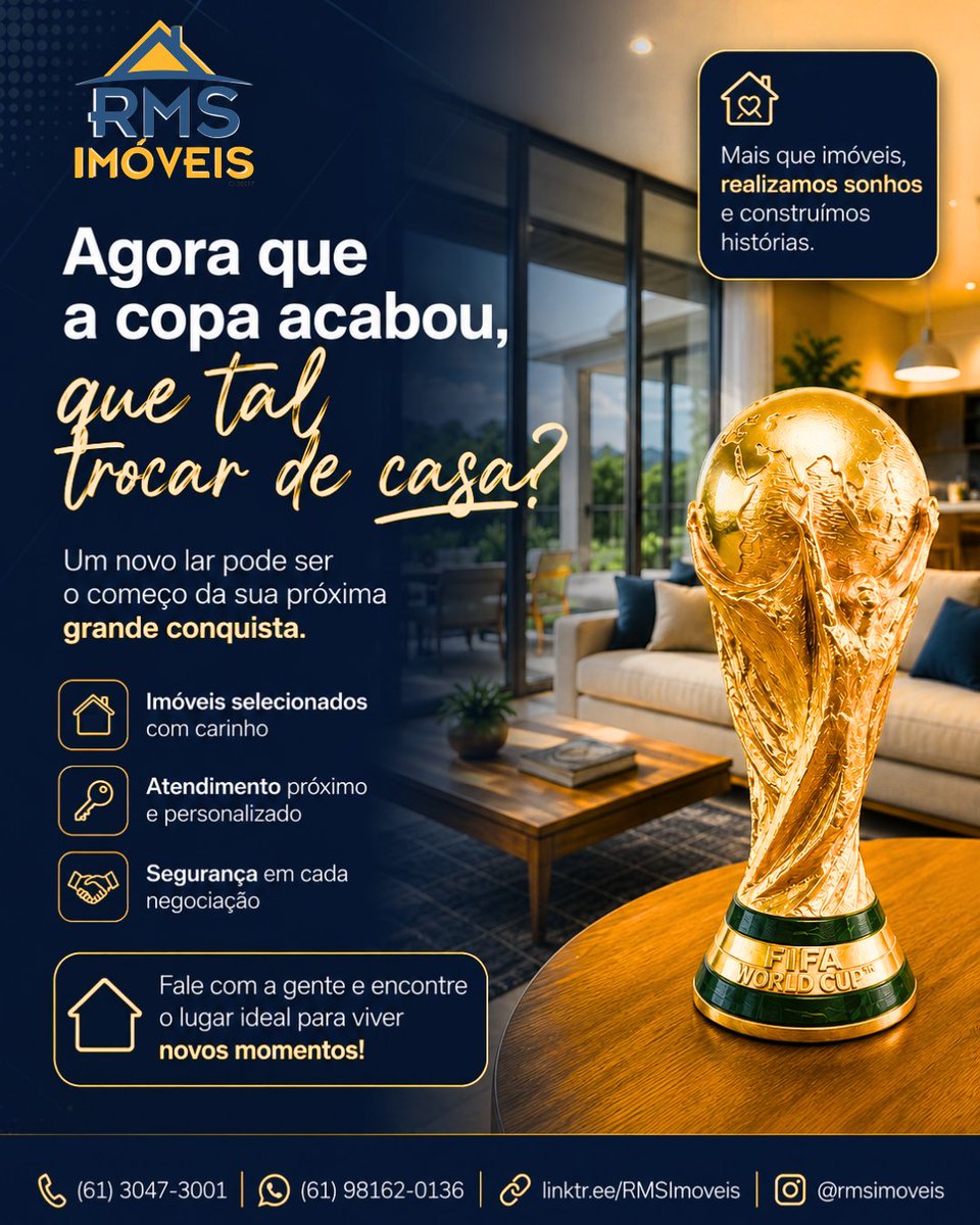 RMSimoveisdf's tweet photo. 🏆 A Copa acabou, mas a sua maior conquista pode começar agora! 🏡✨
Chegou a hora de encontrar o lar ideal para viver novos momentos. Fale com a RMS Imóveis e descubra o imóvel perfeito para você!

#wordcup #SeuNovoLar #Imóveis #CasaNova #Conquista #MercadoImobiliário https://t.co/WEcQTQG2A0