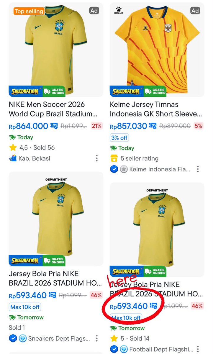 idextratime's tweet photo. Abis pildun emg jersey pada drop gini harganya? Brazil gopek, MU dua ratus😅 cek disini sizenya, masuk ga? https://t.co/XMAdjrtIxq

#Blibli15thSalebration https://t.co/H1sQjDrNeQ