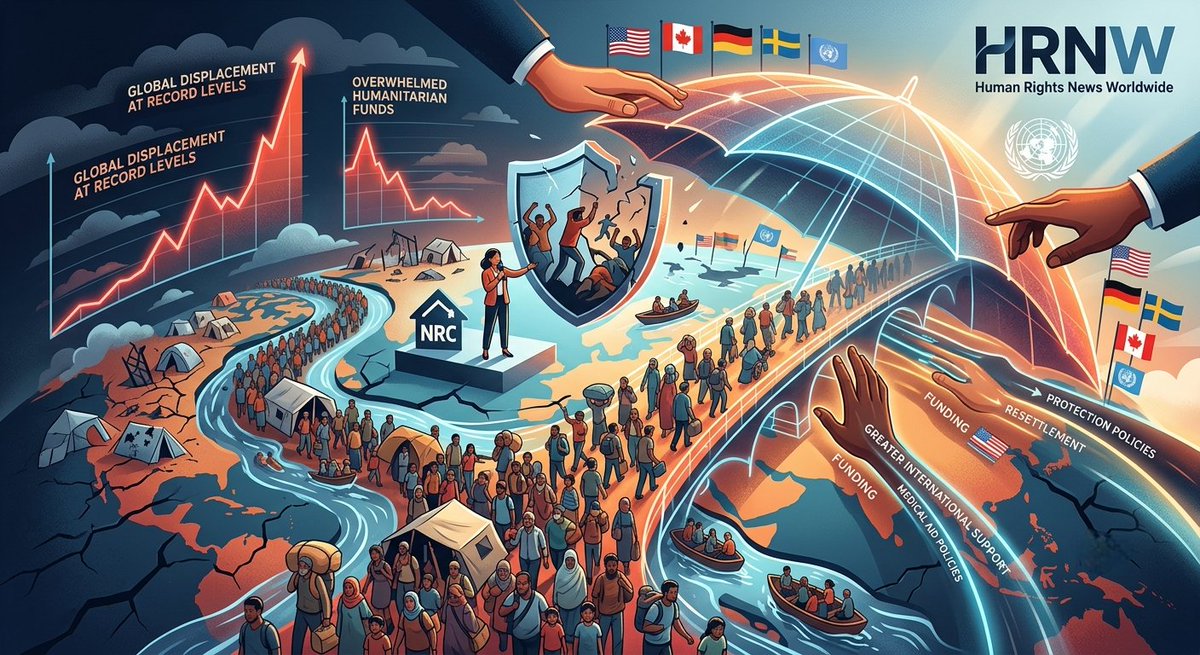 hrnwpke's tweet photo. Norwegian Refugee Council Calls for Greater International Support as Global Displacement Reaches Record Levels

Read more:
https://t.co/sRoRAxQLuk

Support Appeal
Support the World’s No.1 dedicated Human Rights News Agency to enhance its mission of promoting justice, equality, peace, and human dignity worldwide. Your generous support enables HRNW to continue publishing independent, accurate, and impactful reporting on global humanitarian efforts and human rights developments.

Support HRNW: https://t.co/dfzZa0GBQF

#NorwegianRefugeeCouncil #NRC #Refugees #ForcedDisplacement #RefugeeRights #HumanitarianAid #HumanRights #GlobalSolidarity #EmergencyRelief #HRNW