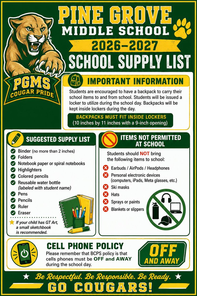 PGMSinBCPS's tweet photo. School Supply List! https://t.co/gE5dTbs9pg