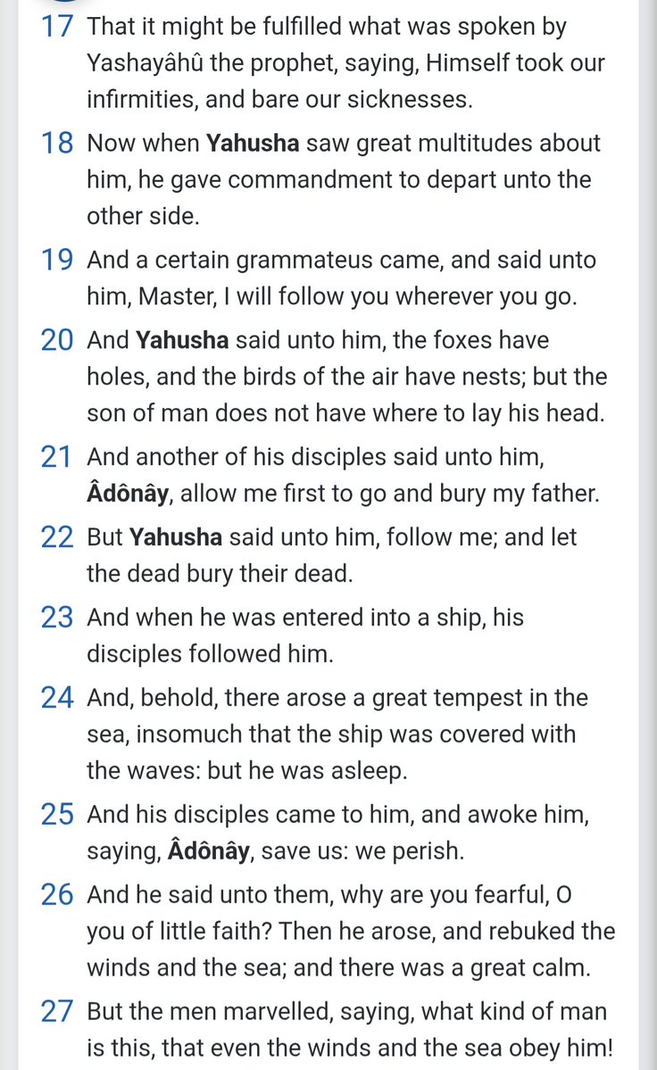 heribertowerne1's tweet photo. @AnointedPosts Mattithyâhû8:24-
And,behold,there arose a great tempest in the sea,insomuch that the ship was covered with the waves:but he was asleep.
And his disciples came to him,and awoke him,saying,Âdônây,save us:we perish.
And he said unto them,why are you fearful,O you of little faith?... https://t.co/nCc2qrMmfK