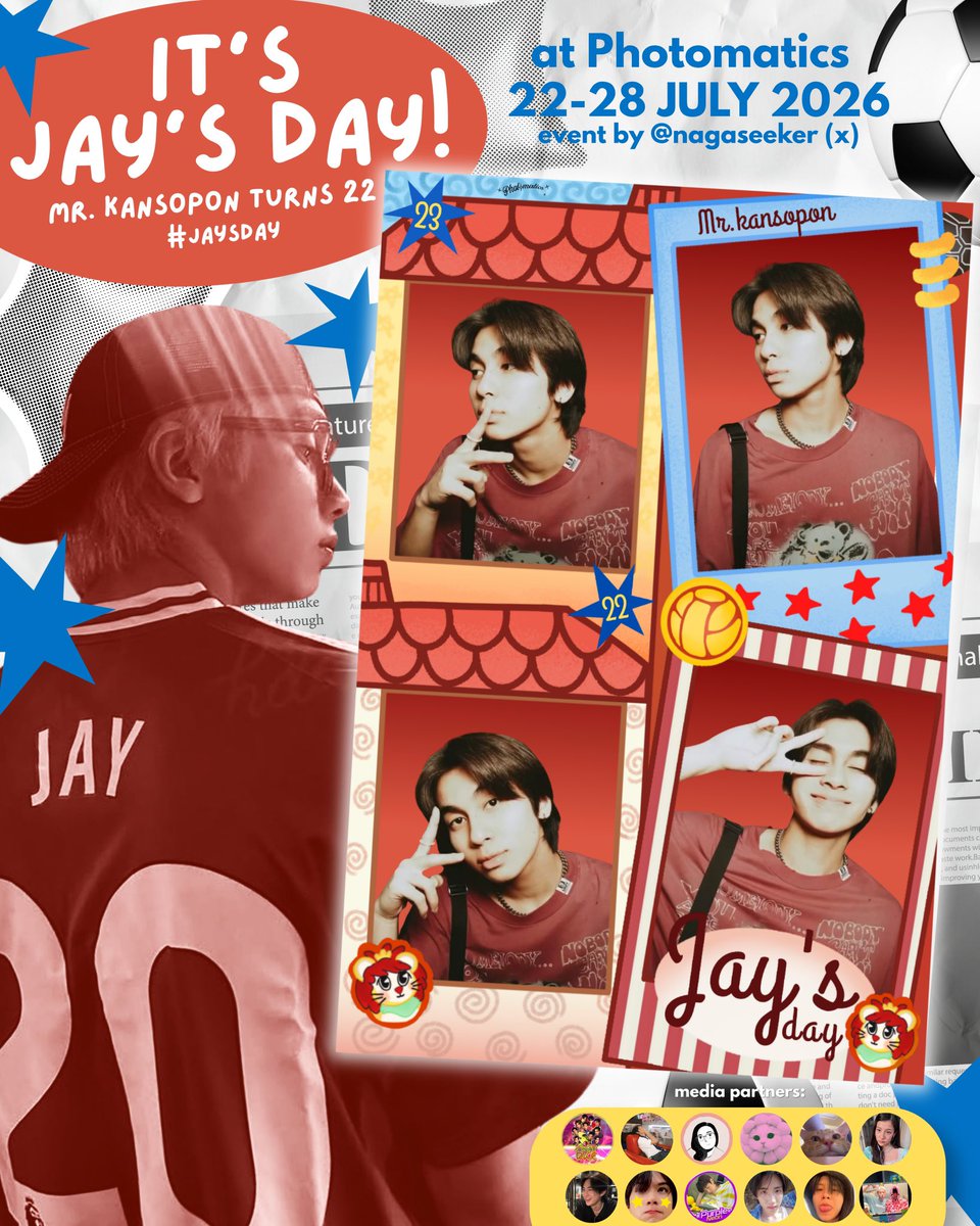 gelbbei's tweet photo. ᯓ★Jay's Day!🦁⚽️
Mr. Kansopon turns 22 ⋆⭒˚.⋆
Birthday frame event by @nagaseeker (x)
📮: Photomatics, Indonesia
📍: 22-28 July 2026
#Jaysday #JAYkansopon
#JAYDICE #DICE_SONRAY https://t.co/avUF0NbMUZ