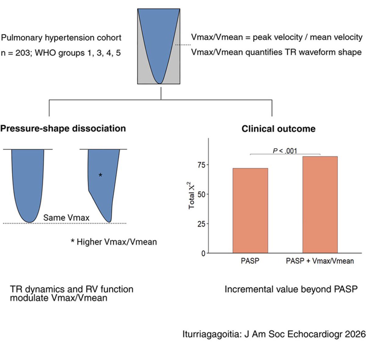 iamritu's tweet photo. @echo_batman🏆📝 
Vmax/Vmean reflects TR CW Doppler &amp; RV adaptation to pulmonary vascular load 
Even when Vmax is similar,
Vmean can differ, w distinct TR CWD shapes
Persistent ⬆️ after PH-targeted Rx ids pts w ⬆️ risk for ☠️ or HFH https://t.co/x0FjCQsFSo https://t.co/pHQWMTk2x6