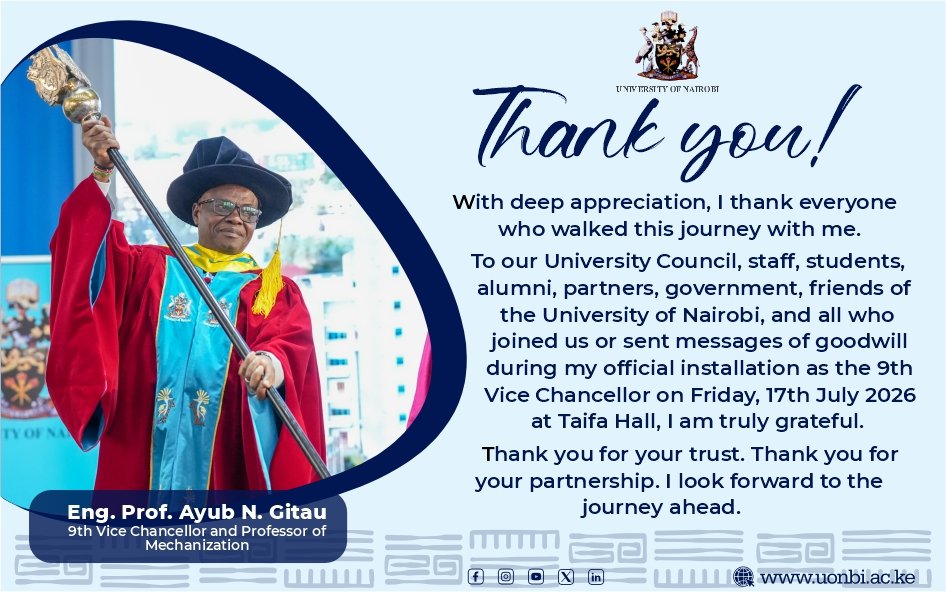 UONFST's tweet photo. A heartfelt thank you to the entire @uonbi community and our partners. Together, we move forward. -@vcuonbi
#WeareUoN #UoNVCInstallation https://t.co/I3vntn0iMP
