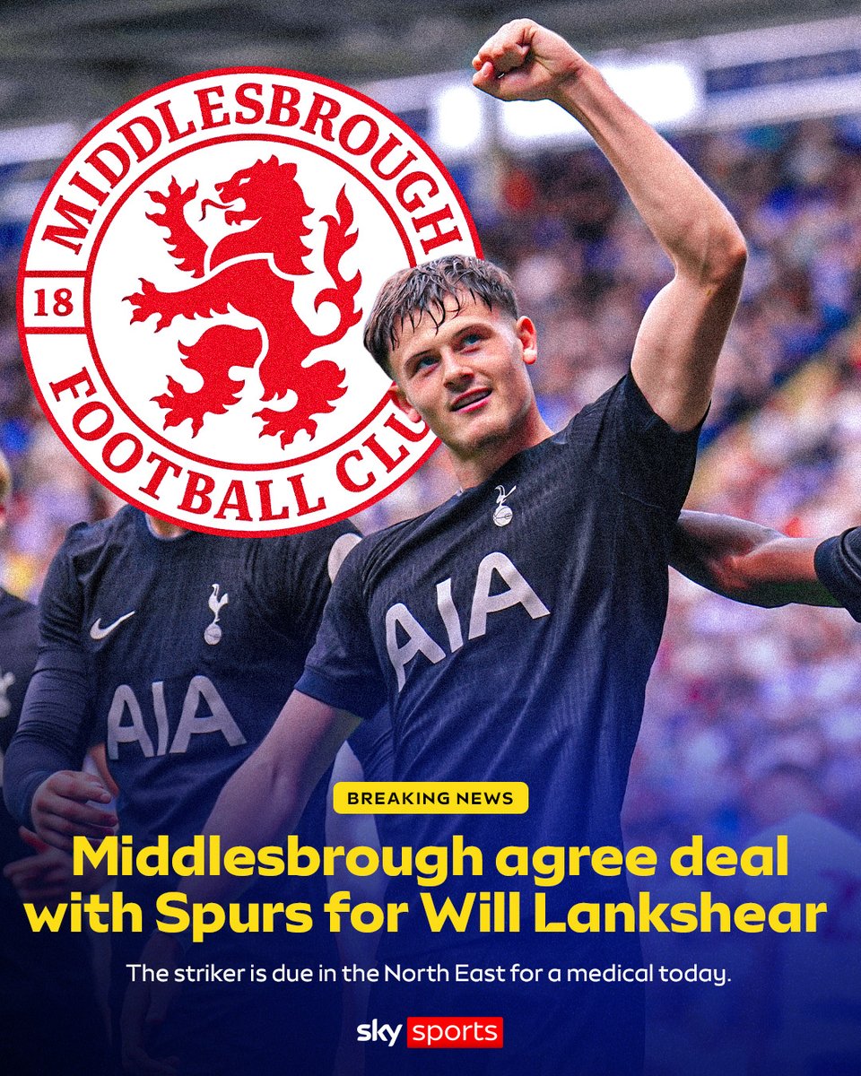 SkyFootball's tweet photo. BREAKING: Middlesbrough have agreed a deal with Spurs for striker Will Lankshear 🤝 https://t.co/FenJQDHuTj
