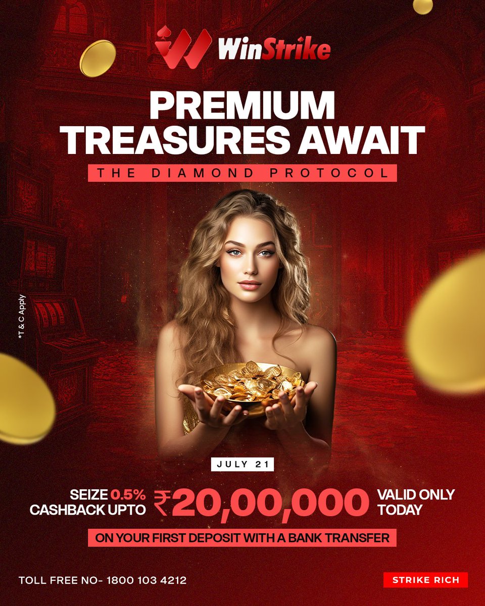 WinstrikeOrg's tweet photo. π The Diamond Protocol | July 21
Aaj ka vibe? Premium. β¨
Don't miss today's exclusive offer, jump in and Strike Rich! π
#Winstrike #DiamondProtocol #Gaming #Rewards https://t.co/AjZFwHgnOL