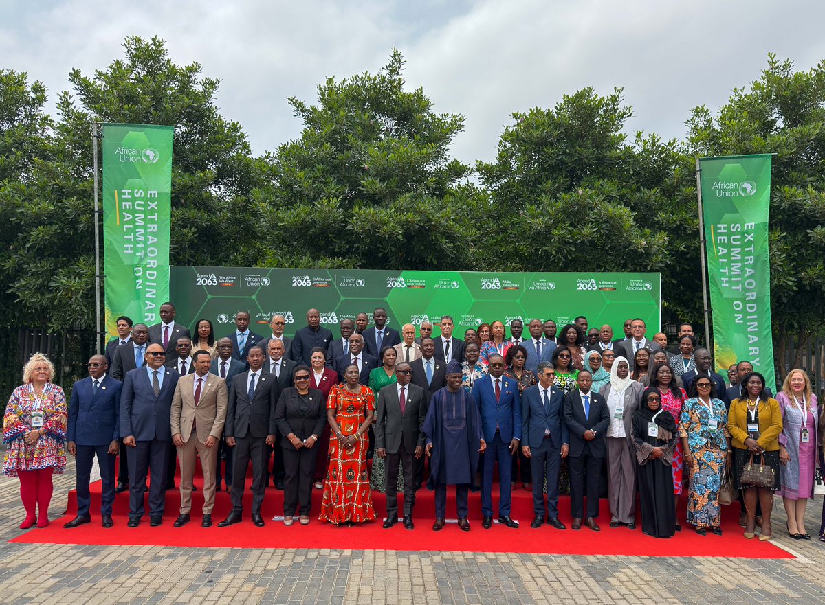 _AfricanUnion's tweet photo. The Extraordinary Summit  on  Health has kicked off in Accra, Ghana, with leaders calling for stronger political commitment, sustainable health financing, resilient health systems, and African-led solutions to safeguard the continent's health future.

Expected outcomes include:
1. Adoption of a Declaration on implementing the fully costed AU Roadmap to 2030.
2. Strengthened political commitment to ending AIDS and TB, and reducing maternal deaths.
3. Increased momentum for sustainable domestic health financing and local pharmaceutical manufacturing.
4. Stronger regional and international partnerships for health.
5. Improved governance of National Public Health Institutes.
6. Renewed commitment to resilient health systems and universal access to quality healthcare.
7 .Adoption of a Monitoring and Evaluation Framework to track progress and implementation.
#AfHealthSummit
#Agenda2063 

Learn more here: https://t.co/pjjwyIlp1j