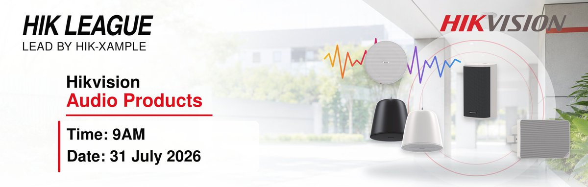 HikvisionA's tweet photo. 🚀 You are Invited to Hikleague 2026-Course 11: Audio Products! 🚀

Event Details:
📅Friday, 31st July 2026
🕛09:00 – 10:00
📍Hikvision South Africa (Pty) 
OR
Online via the provided link

Secure your spot NOW:
📲 Click here to register:
https://t.co/BsYax2SBFT https://t.co/QZkOMtSaSb