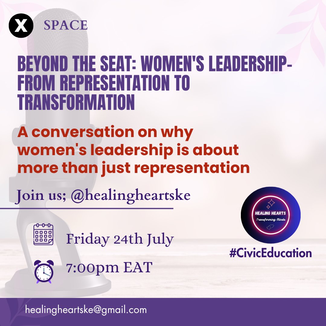 Healingheartske's tweet photo. Join us as we go beyond the idea of simply having women at the table and explore how women leaders are shaping policies, influencing decisions, and transforming communities. 
Beyond the Seat: Women's Leadership – From Representation to Transformation
Friday, 24th July
🕖 7:00 PM https://t.co/b9R9gWAiui