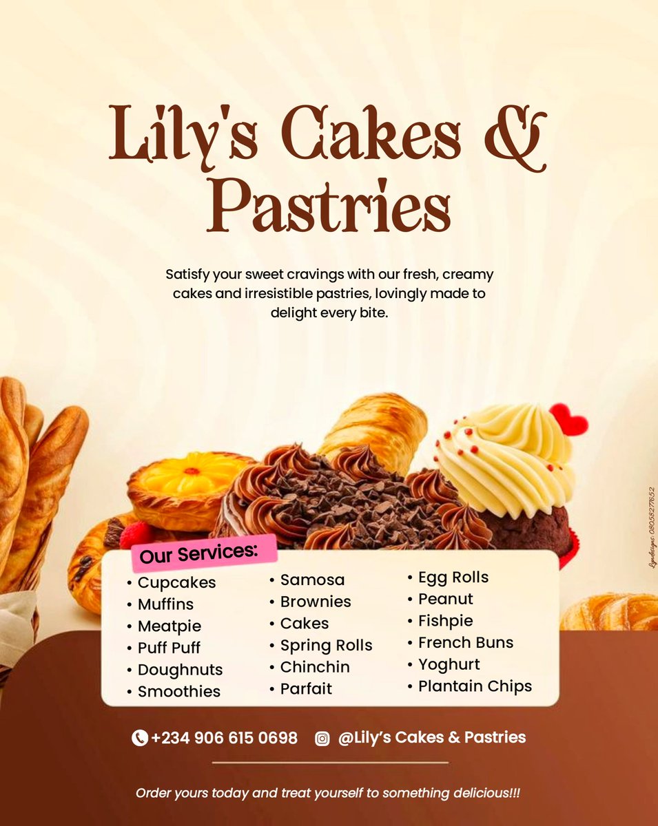 EvelynOlal17356's tweet photo. Happy New Week ๐โจ
I designed a clean and eye-catching cake flyer to showcase delicious treats and attract customers.
#GraphicDesign #FlyerDesign #CakeFlyer #pixellabdesign #lyndesign #opentowork #designjourney #CareerGrowth #LearningJourney #jobsearch https://t.co/lvH8Nubv3Z