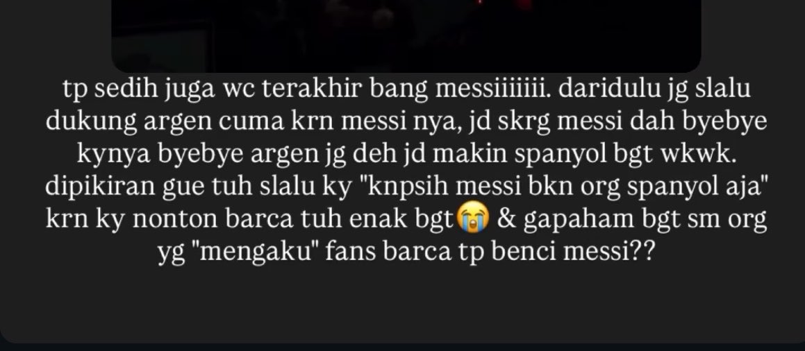 vernveine's tweet photo. eh sejak kapan we’re not allowed to criticize an athlete? Kl perform jelek even he’s a barca legend tuh ya ttp aja… sampe blg ga paham knp gw critic messi tp ngaku fans barca? wkt jaman gw suka barca jg krn xavi sm zlatan https://t.co/G18aUyDs6Z