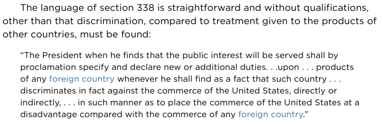 PIIE's tweet photo. ⁉️What is Section 338 of the Tariff Act of 1930, the newest tariff authority the Trump administration is using to impose 50% tariffs on Canada?
➡️Section 338 has not been invoked in 100 years & requires strong proof of discrimination against American goods.
➡️It was designed as a retaliatory tool specifically to counter discrimination against US trade by other countries...
...such as when an importing country treated US products less favorably than the products of other countries.
💡Section 338 can only be used in circumstances where a trading partner provides differential treatment for US goods that is detrimental to the US product & grants more favorable treatment to other countries.
🇨🇦The Trump administration claims Canada discriminates against American exports of cars, alcohol, & dairy. 
🍻Note that for alcohol, it is most Canadian provinces & territories, not the federal government, that have halted the purchase, distribution, or retailing of US alcoholic beverages.
🐄In past USMCA negotiations, the Trump administration secured tariff-rate quotas (TRQs) for 14 Canadian dairy products, which allow a specified amount of a dairy product to be imported at a lower tariff rate, while imposing a higher tariff on imports beyond that threshold.
🥛The US enjoys an average annual trade surplus in dairy products with Canada of around $600 million since 2021.
🟢Even products covered by the USMCA could be subject to the Section 338 tariffs. 
🔴But Canadian energy products, potash, fish, critical minerals, & some other products are exempted from the Section 338 tariffs. 
🗓️The tariffs on Canada are set to take effect on August 19. 
⚖️Courts would be rightly skeptical of a sudden finding of massive discrimination that warrants anything like reimposition of Trump’s “reciprocal” tariffs.