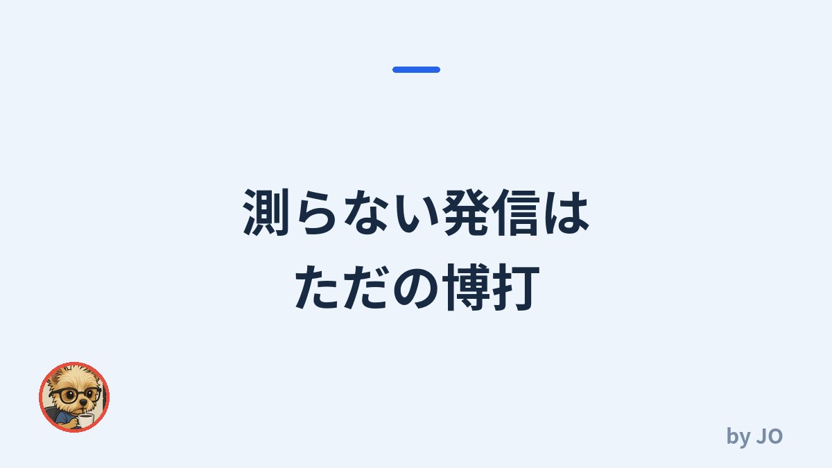 adnoyobun's tweet photo. 発信を続けているのに手応えがない人は、たいてい反応を測っていません。感覚で良し悪しを決めています。

ダイレクトレスポンスの考え方はシンプルで、出したら反応を数字で見る、それだけです。どの件名が開かれたか、どの一言でクリックが増えたか。測るから次の一手が決まります。

私はAIに、先週の数字と文面を並べて「反応が高かった順に共通点を出して」と聞きます。仮説が一瞬で立ちます。

測らない発信は、当たったかどうかも分からないまま続ける博打です。運を実力と勘違いしやすいのです。