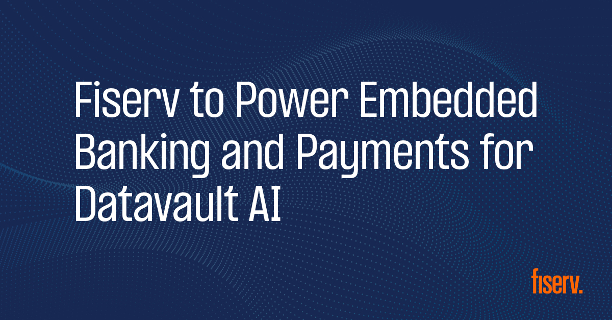 Fiserv's tweet photo. Fiserv and @Datavault_ai are bringing embedded finance to NIL, delivering wallets and debit cards to collegiate athletes via AI-powered marketplaces. Read the news: https://t.co/ArlSTdq8Wz https://t.co/auLoRV1Rj6