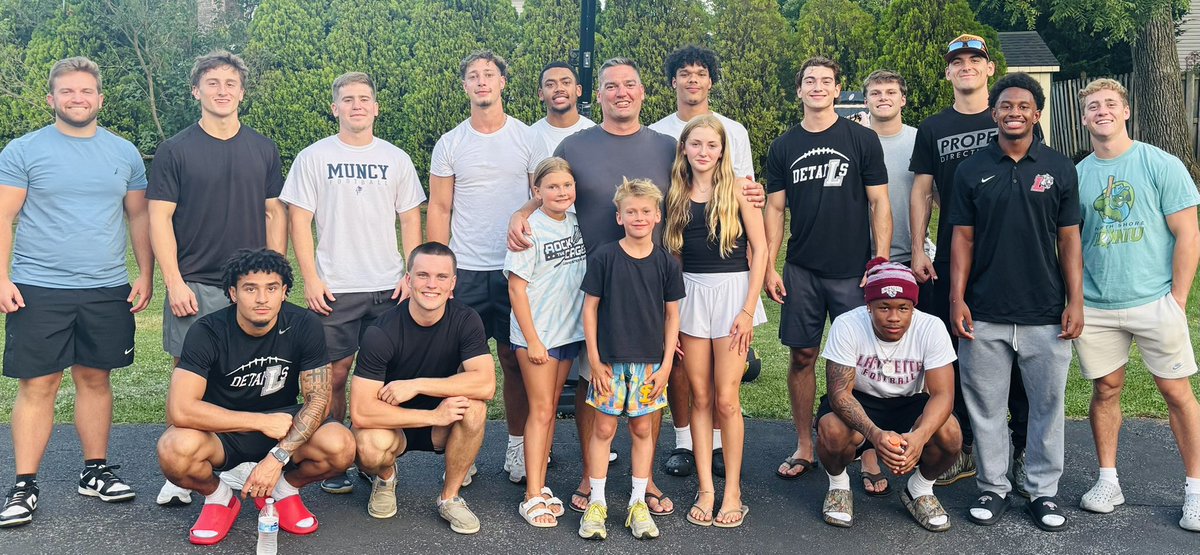 CoachRoeder's tweet photo. 2026 WR picnic. Proud of the “work” these guys put in this summer. Excited to watch them play this season! #ClimbTheHill @LafColFootball @Coach__Trox https://t.co/2gw2g1i8kA