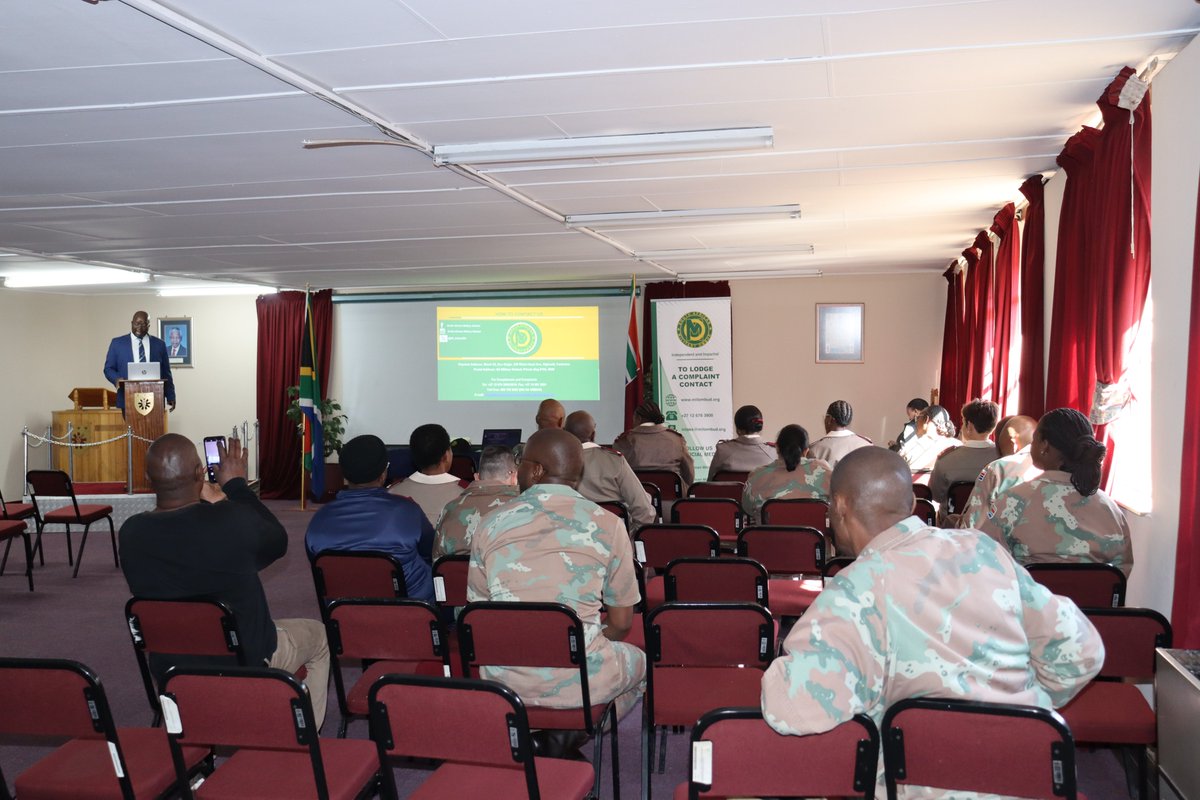 Mil_OmbudSA's tweet photo. The Military Ombud Outreach Team today visited Area Military Health Gauteng, where they explained the process of lodging a complaint with the Office, including the applicable timeframes and limitations as outlined in the Military Ombud Act. https://t.co/444JXwQxzc
