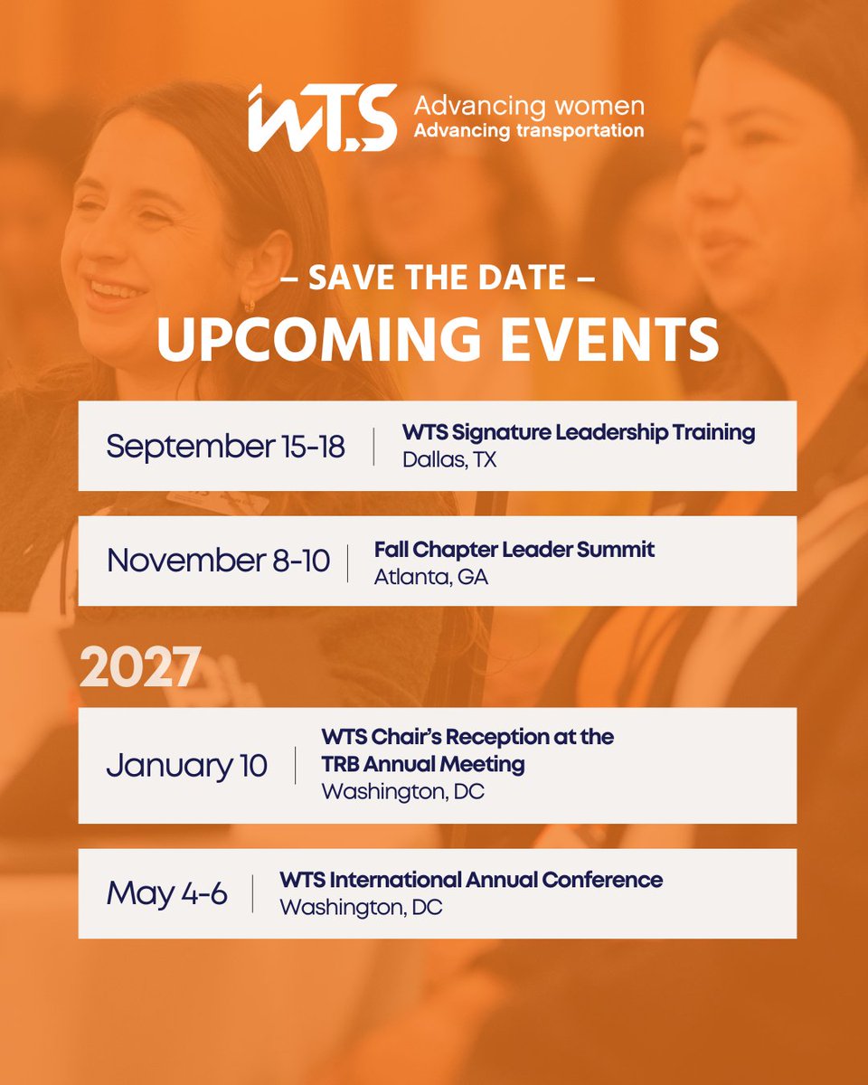 WTS_Org's tweet photo. Great connections don't happen by chance—they happen when the #WTScommunity comes together. Save the dates for upcoming WTS International convenings. https://t.co/QUy0Po1mKl