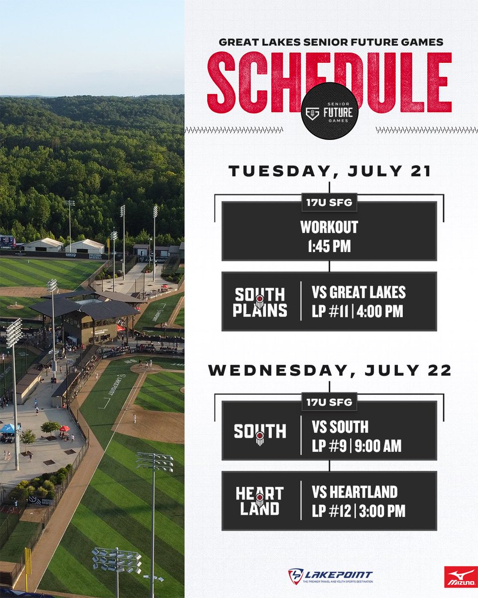 PrepBaseballMI's tweet photo. Kicking the week off with Day 1️⃣ of Senior Future Games 🔜

Check out the schedule and updated #TeamGreatLakes roster

@PrepBaseballOH | #PBSFG26 https://t.co/pP70qNfUjk