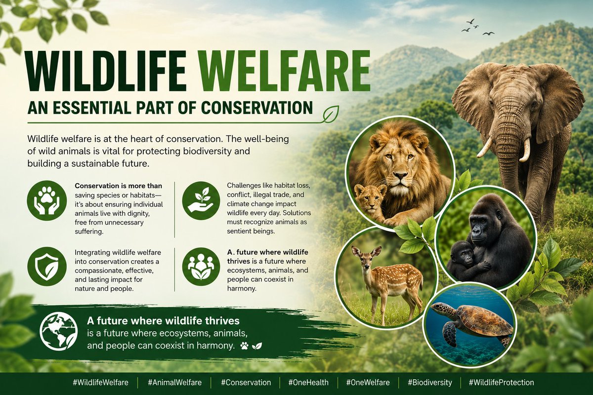 RwigishaJoseph1's tweet photo. Wildlife welfare is conservation. 🌍🐾

Protecting wildlife means protecting both species and the well-being of individual animals. Compassion belongs at the heart of conservation. @RAWO_Rwanda 

#WildlifeWelfare #Conservation #AnimalWelfare #Biodiversit https://t.co/NxiDS7IvB6