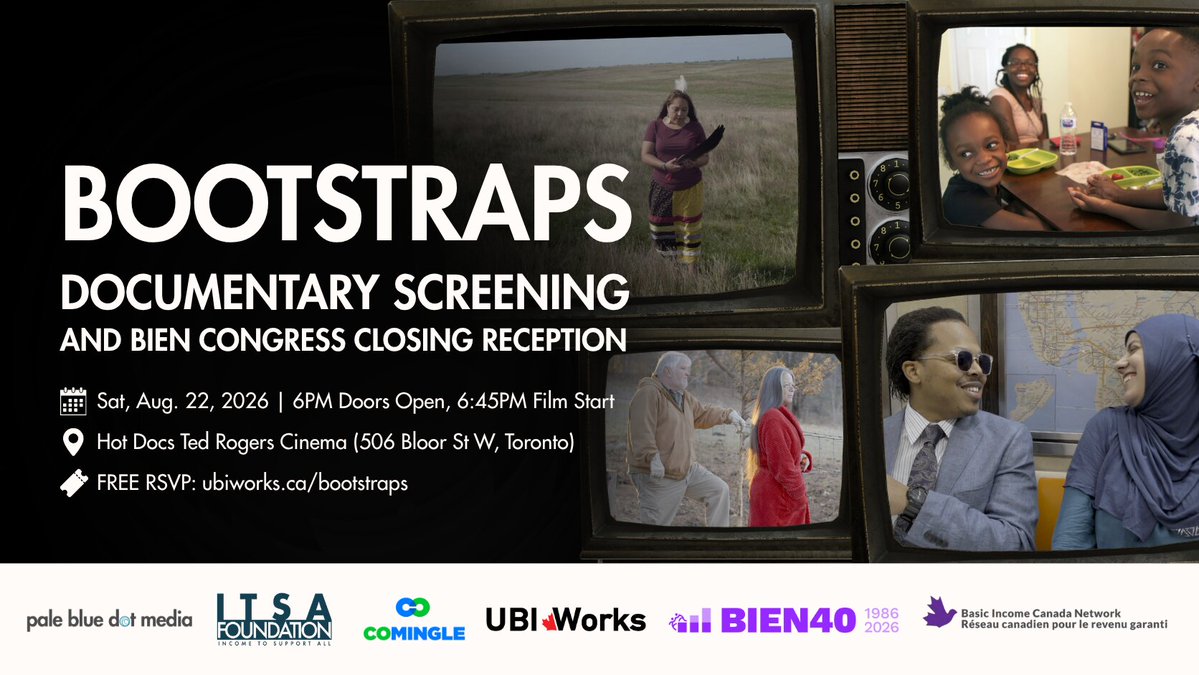 BasicIncomeOrg's tweet photo. Ten years in the making, Bootstraps is a documentary series by Emmy-winning filmmaker Deia Schlosberg that followed eleven households through a multi-year basic income experiment. If you'll be in town for BIEN Congress, register here for your free ticket; https://t.co/ecut5DIt1z https://t.co/pywdno8a6Z