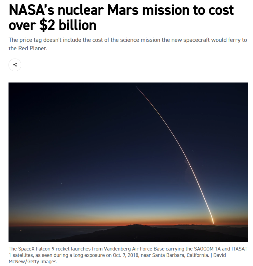 DavidMorganInv's tweet photo. 🚀 NASA’s first nuclear-powered Mars spacecraft estimated at $2.1B!
Space Reactor-1 Freedom targeting late 2028 launch. Full mission cost expected to rise with the three SkyFall helicopters included.

Nuclear power going to Mars! 
Bullish on:
$OKLO $CCJ $UUUU $SMR $BWXT $LEU 🔥 https://t.co/RMczwflTUO