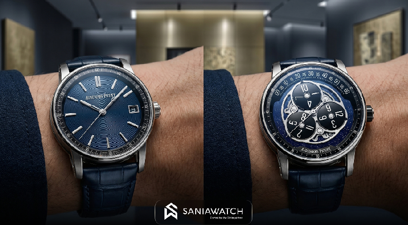 Sania_Watch's tweet photo. اودمار پیگه استارویل زمان را بدون عقربه ساعت‌شمار نمایش می‌دهد: اعداد ساعت روی سه دیسک چرخان حرکت می‌کنند و هنگام عبور از قوس دقیقه، زمان را مشخص می‌سازند. این مدل، سازوکار تاریخی «ساعت‌های سرگردان» را با طراحی مدرن Code 11.59 ترکیب می‌کند. #AudemarsPiguet https://t.co/RMXTeVvwP1 https://t.co/ghImrdQMPX