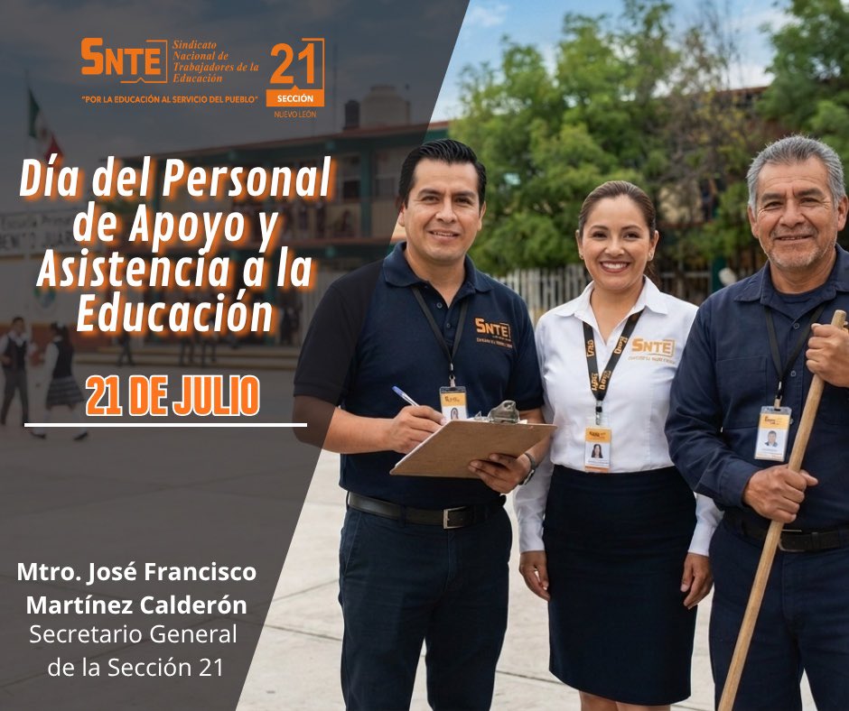 SNTE21's tweet photo. #UnoSomosTodos🙋‍♀️
#TodosSomosUno🙋‍♂️

La Sección21 del SNTE, encabezada por el Mtro. José Francisco Martínez Calderón, felicita al PAAE en su día. Su labor técnica y administrativa es el motor que sostiene la excelencia en cada plantel. https://t.co/0X0dMT1IHN
