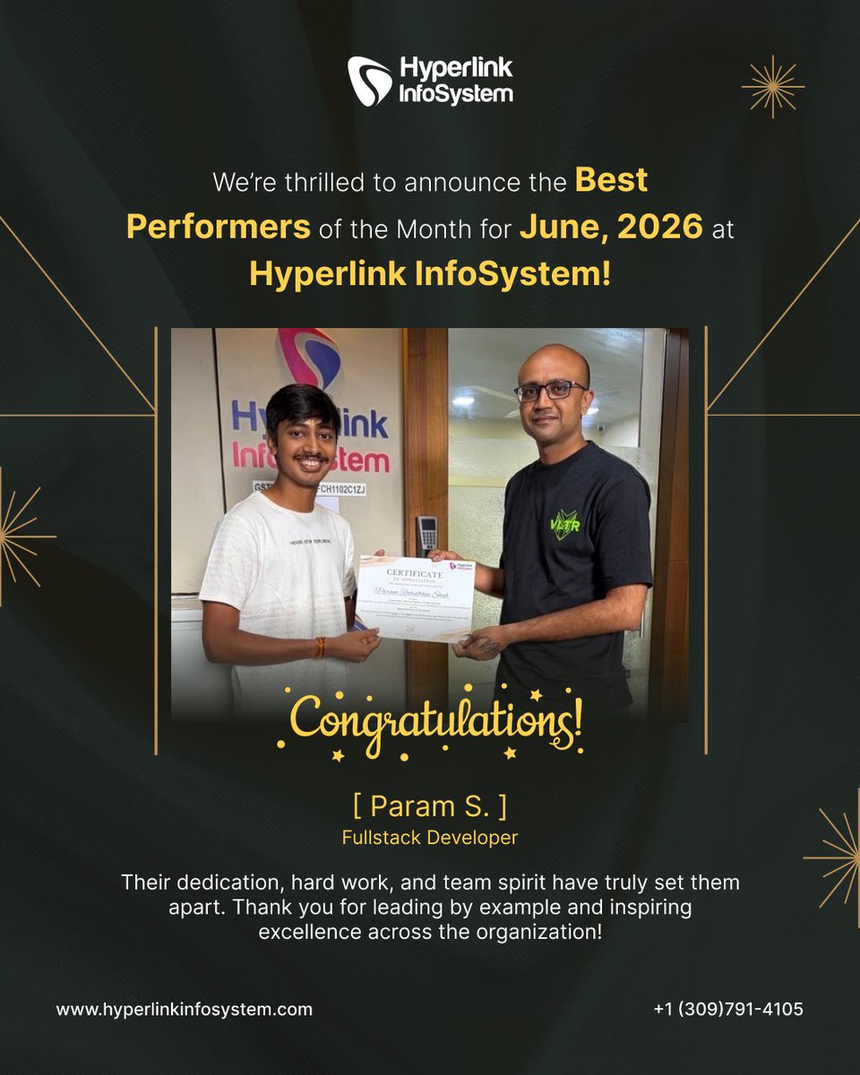hyperlinkinfo's tweet photo. Celebrating exceptional dedication, outstanding results, and a commitment to excellence. Your hard work and passion have made a remarkable impact.

Congratulations on this well-deserved recognition!

#bestperformer #employeerecognition #hyperlinkinfosystem https://t.co/iECGRCDL67