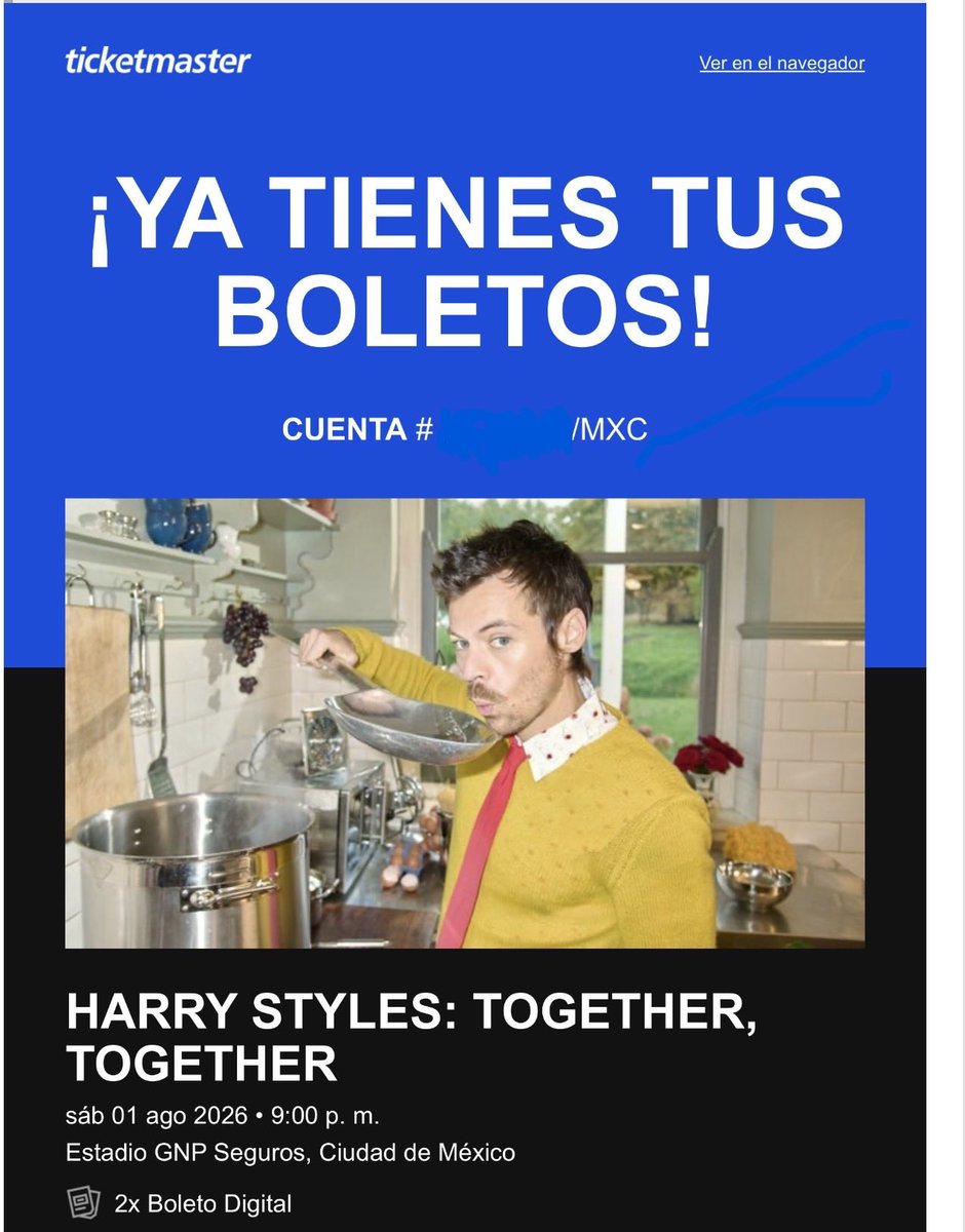 AlejandraCastOq's tweet photo. Vendo (2) boletas para concierto de Harry Styles en México 

Es para la primera fecha el 1ero de agosto https://t.co/VpNGjrP3oO