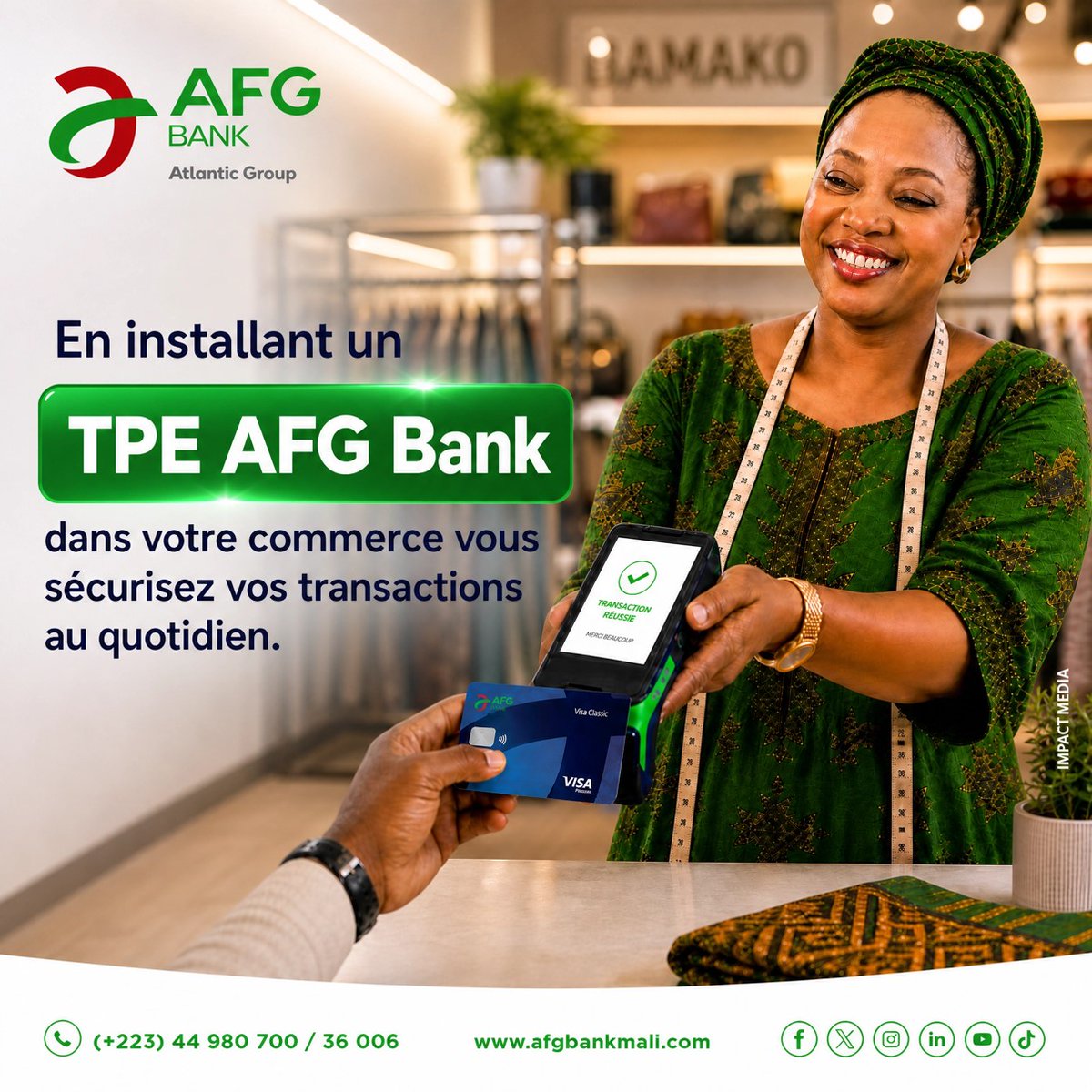 afgbankmali's tweet photo. Modernisez votre point de vente et simplifiez le passage en caisse ! 💳🛒

Sécurisez vos encaissements, gagnez en efficacité et boostez vos ventes avec les TPE @AFGBank. 💡

#AFGBank #SolutionsBusiness #TPE #CommerçantsMali https://t.co/cqKNUvZ5VQ