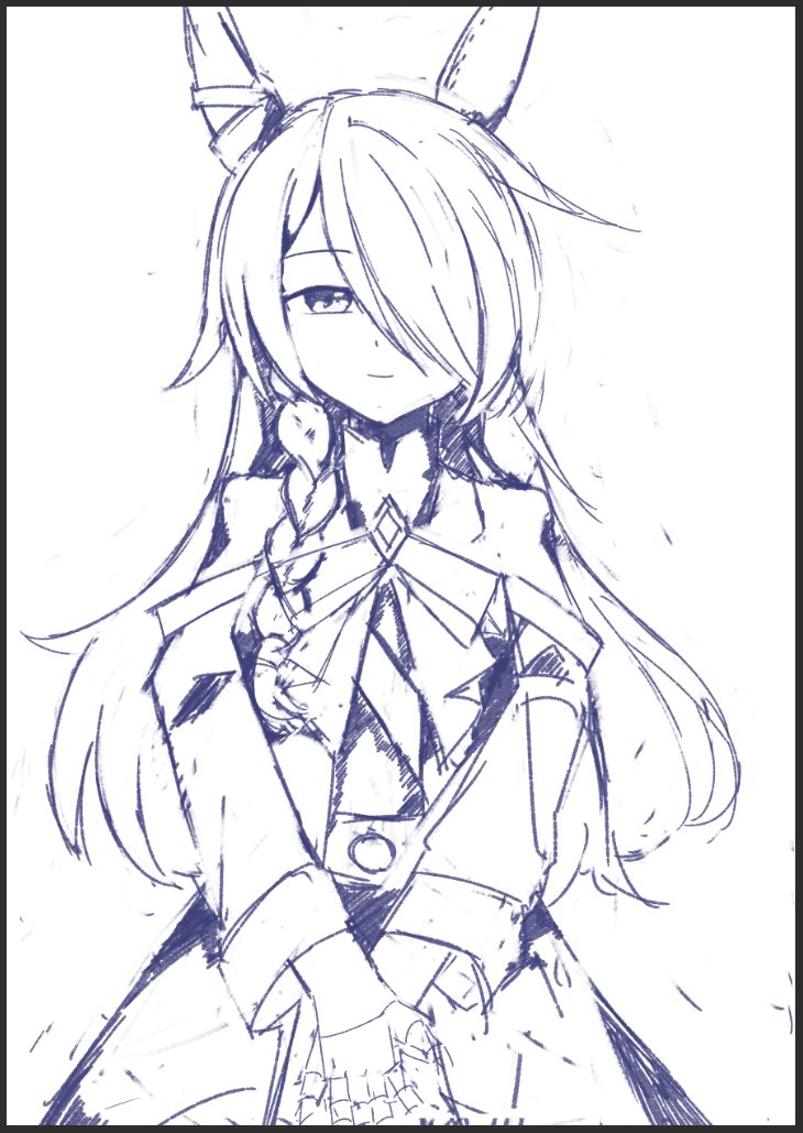 maitake_libo's tweet photo. 最近忙しくて絵を描きたくても描けないためロング化ミラクルのラフだけ置いときます https://t.co/iD4JAJpgMZ