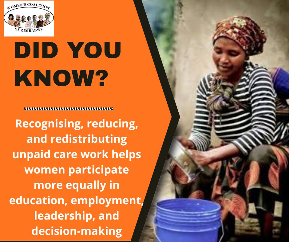 WCOZIMBABWE's tweet photo. Care work is essential. Let's recognize it, value it, and share it, because a society that values care is a society that values equality.
#ValuingCare https://t.co/PFYGwd1lb5