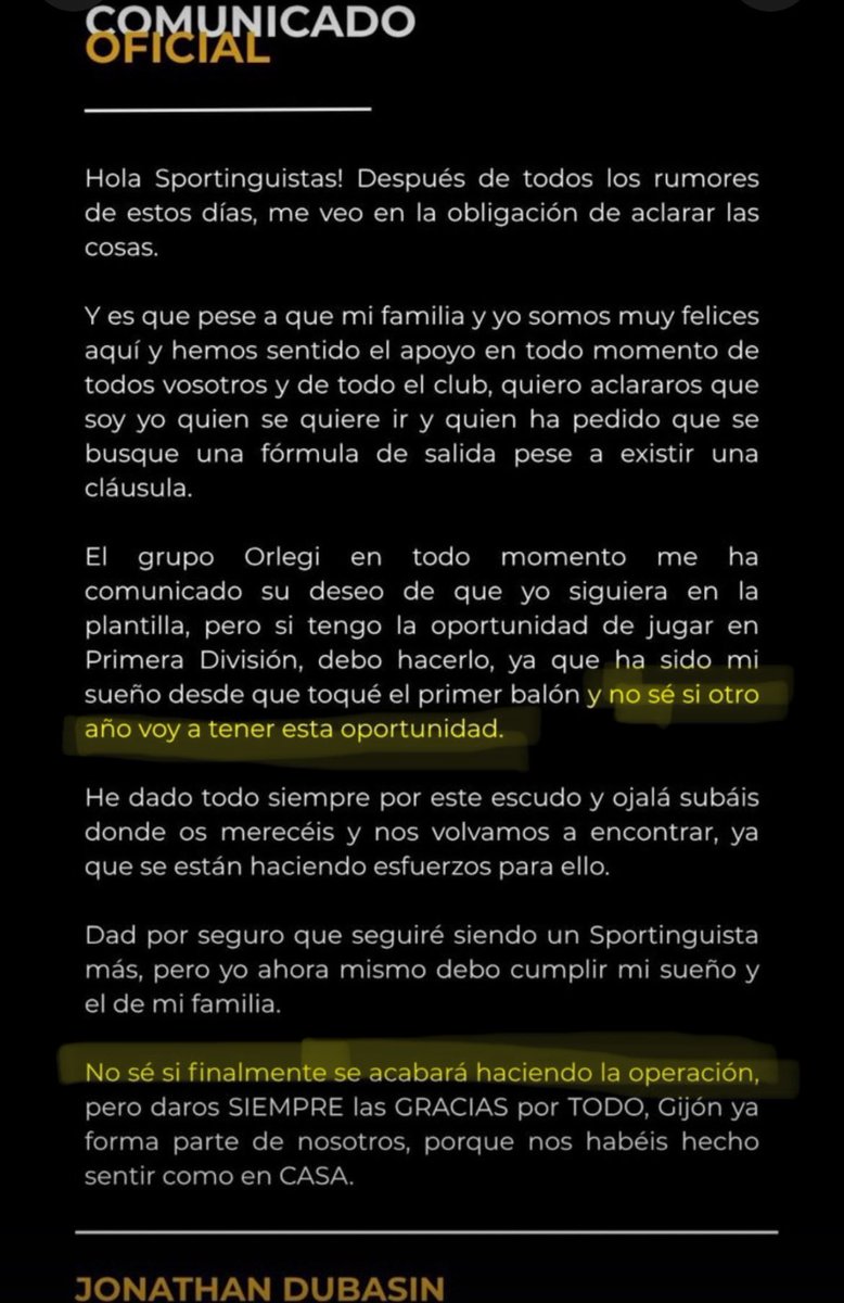pablog_'s tweet photo. Tras el egoísta (pide no respetar el contrato que firmó), torpe (dice que no sabe si se hará y si tendrá otra oportunidad) e irrespetuoso (no confía en el ascenso ni se acuerda de la temporada que hizo cuando apostaron por él) comunicado de Dubasin, el Sporting debe ser firme. https://t.co/N7hNVmvwIf