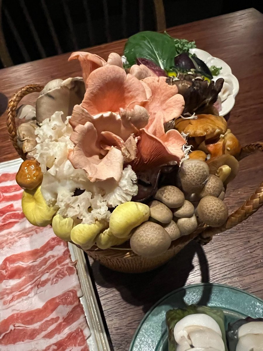 hiro1980628's tweet photo. 薬膳きのこ鍋、行ってみたら想像の3倍見た目が良かった。数種のきのこがぎっしりで写真映えもすごいし、旨辛＆白湯の2スープ食べくらべで最後まで飽きない。キノコは低カロリーだから罪悪感ゼロなの最高すぎる。
🏠裏の山の木の子
📍名古屋市中村区名駅4-26-10、B1F https://t.co/eYe5h8sbod