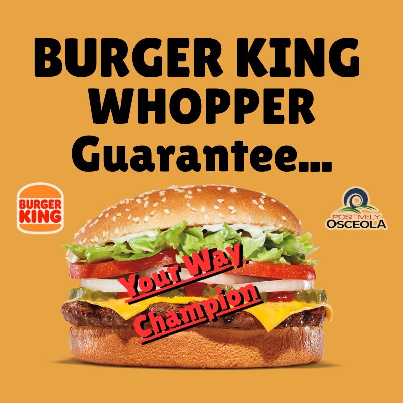 positiveosceola's tweet photo. Burger King Introduces ‘Whopper Guarantee,’ Offers Free Burger if Order Misses the Mark

**Burger King has launched its new Whopper Guarantee, promising customers more than just a replacement if their burger isn’t prepared correctly.

Under the new polic… https://t.co/qYp317isen https://t.co/93pwAYHpKu
