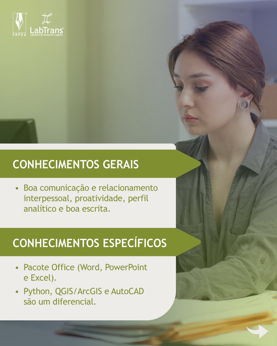 LabtransUFSC's tweet photo. 🚀 O LabTrans/UFSC está com nova oportunidade para estudantes de Engenharia Civil!

Se você busca desenvolver sua carreira em um ambiente de inovação, pesquisa aplicada e projetos estratégicos em infraestrutura e logística, essa pode ser a sua chance.

📌 Atividades da vaga:
• Apoio em pesquisas de referencial teórico-científico;
• Elaboração de documentação, planilhas e relatórios;
• Suporte no desenvolvimento de análises de infraestrutura e planejamento logístico.

✅ Requisitos gerais:
• Boa comunicação e relacionamento interpessoal;
• Proatividade e perfil analítico;
• Boa escrita.

💻 Conhecimentos específicos:
• Pacote Office (Word, PowerPoint e Excel);
• Conhecimento em Python, QGIS/ArcGIS e AutoCAD será considerado diferencial.

📍 Informações da vaga:
• Vaga 711
• Carga horária: 20h semanais
• Bolsa: R$ 1.050,00
• Modelo de trabalho: Presencial
• Local: Florianópolis/SC

🔗 Inscreva-se no site da FAPEU: http://150.162.78.45:8080/Curriculo

#VagasLabTransUFSC #VagasUFSC #EngenhariaCivil #Estágio #Oportunidade