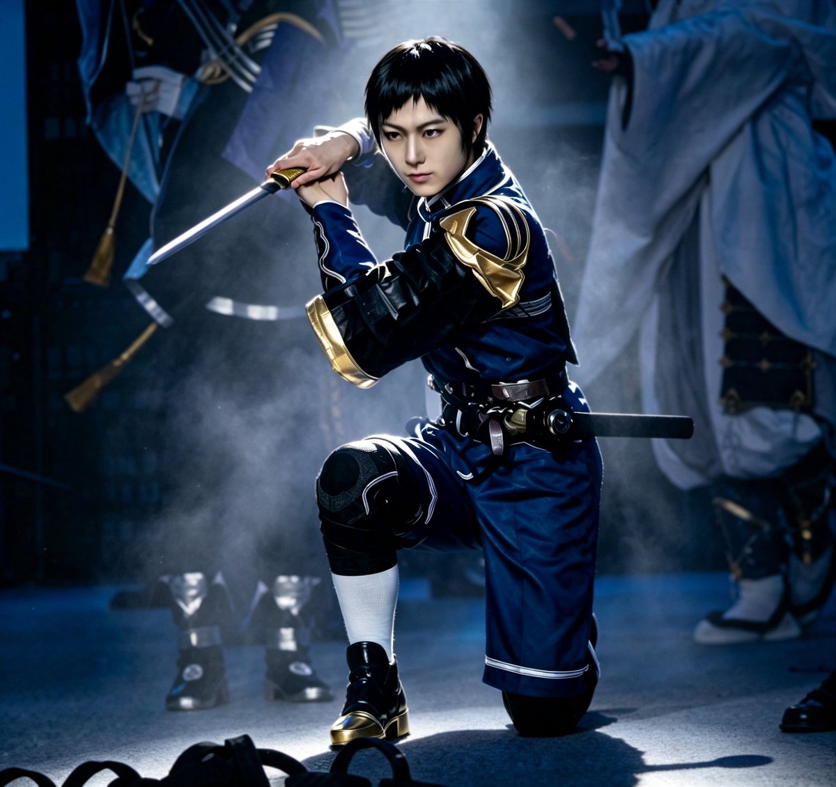 Jiasite623's tweet photo. 时隔2年再COS厚藤四郎，时隔7年再次上了刀剑乱舞的舞台……
感觉长期当乙方的气质已经不再适合COS青少年了。
感谢小赤老师帮我p舞台照片，这么边角的站位能救回来。
最后想说一下袜子和护膝的问题：穿护膝为了保护髌骨，虽然护膝用处不大，图个心理安慰。
#刀剣乱舞コスプレ 
#厚藤四郎 https://t.co/zPcz3Y3HmX