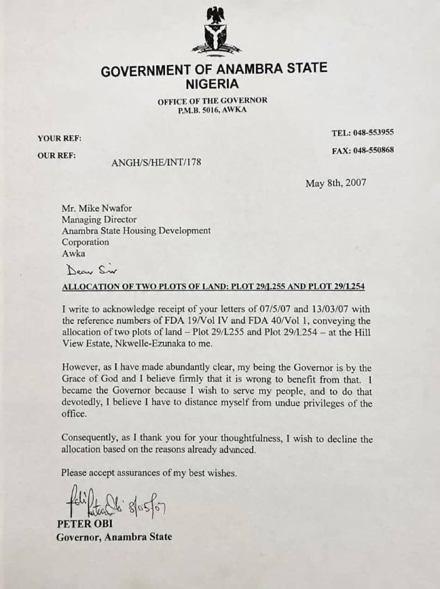 jose66542's tweet photo. MR INTEGRITY

"Peter Obi refused land 
as governor.

He refused pension 
as former governor.

He came to serve, 
not to chop."

#XUltimateLeadingLight 
#PeterObi #NDC #ProudlyOK https://t.co/l5LsivaZBQ